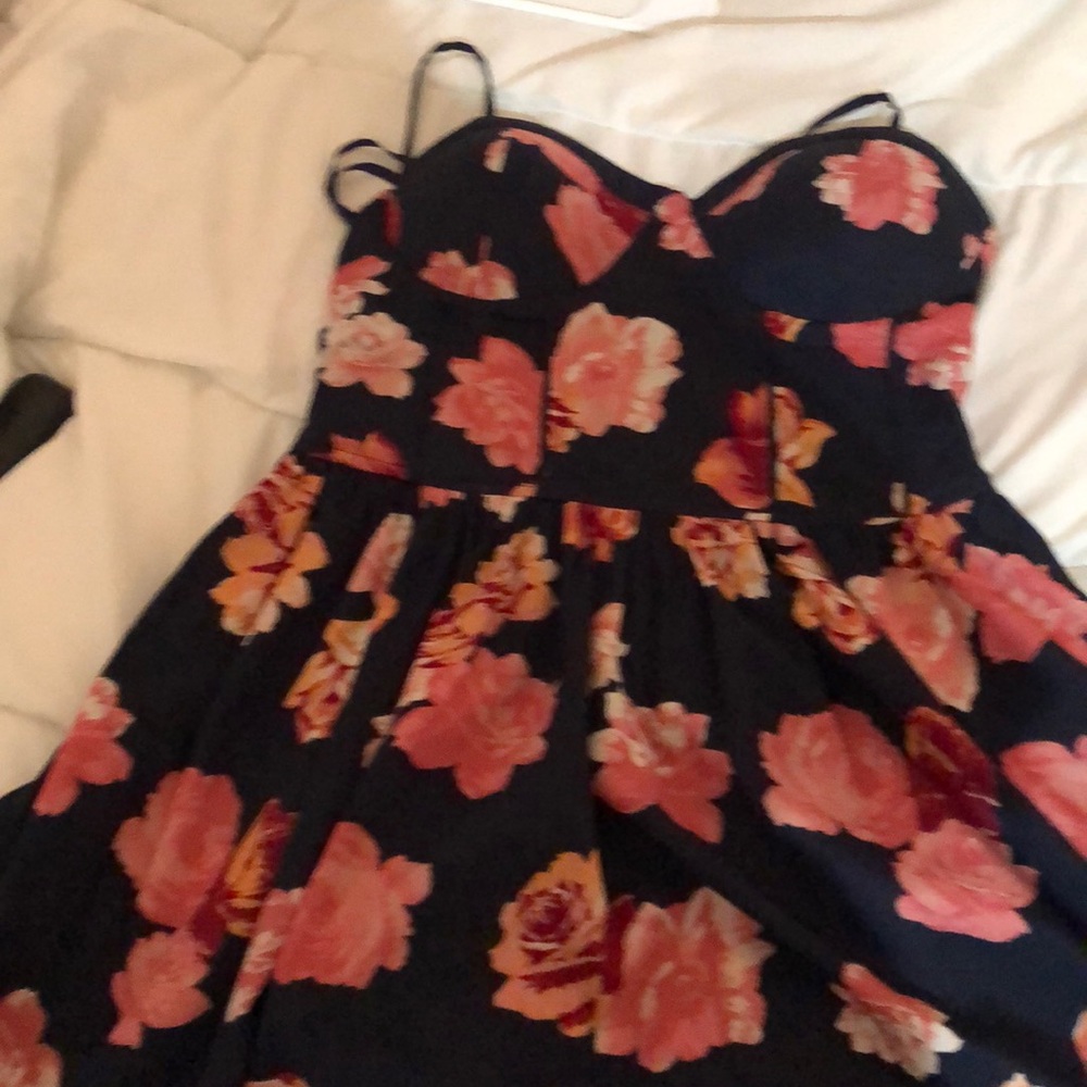 blue floral dress
